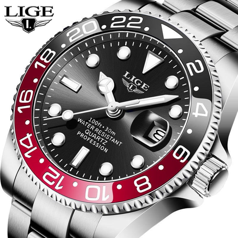 2022 New LIGE Mens Watches Fashion Business Waterproof Quartz Wrist Watch Men Top Brand Luxury Stainless Steel Sport Clock Male